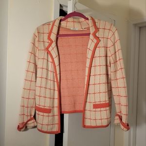 Coral/cream cotton stretch blazer, Kimchi Blue L worn once from Urban Outfitters